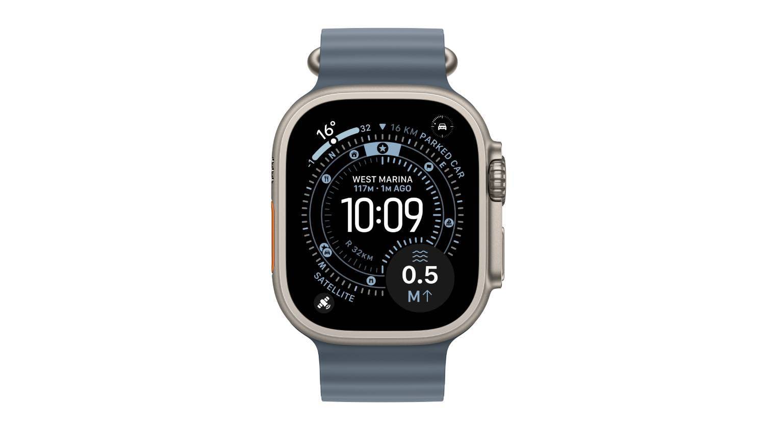 Apple Watch Ultra 3 - Natural Titanium Case with Anchor Blue Ocean Band (49mm, GPS+Cellular, Bluetooth)