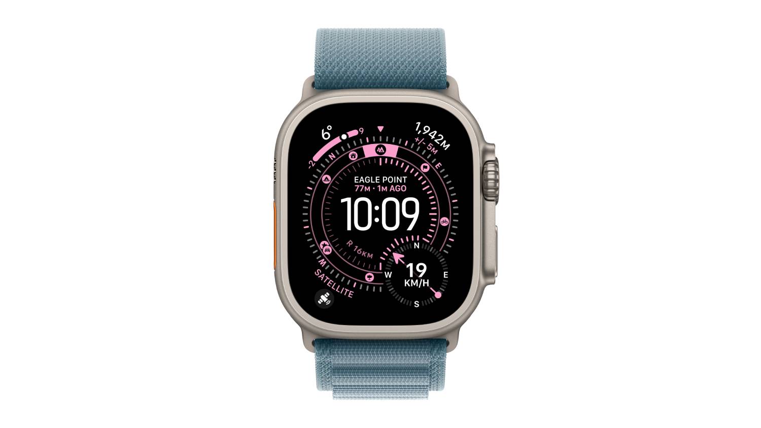 Apple Watch Ultra 3 - Natural Titanium Case with Light Blue Alpine Loop (49mm, GPS+Cellular, Bluetooth, Medium)