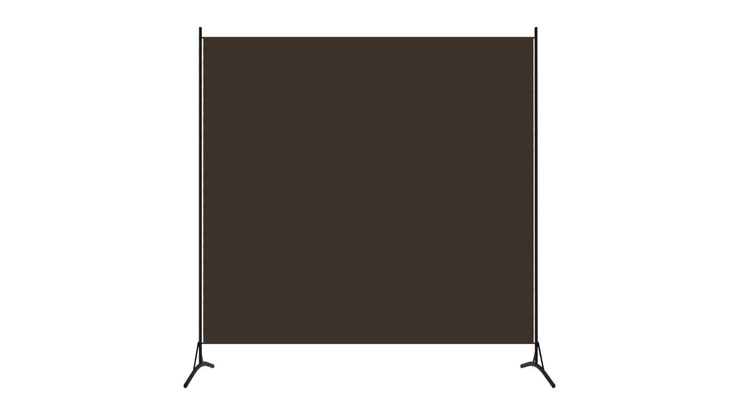A dark brown rectangular divider with two black stands