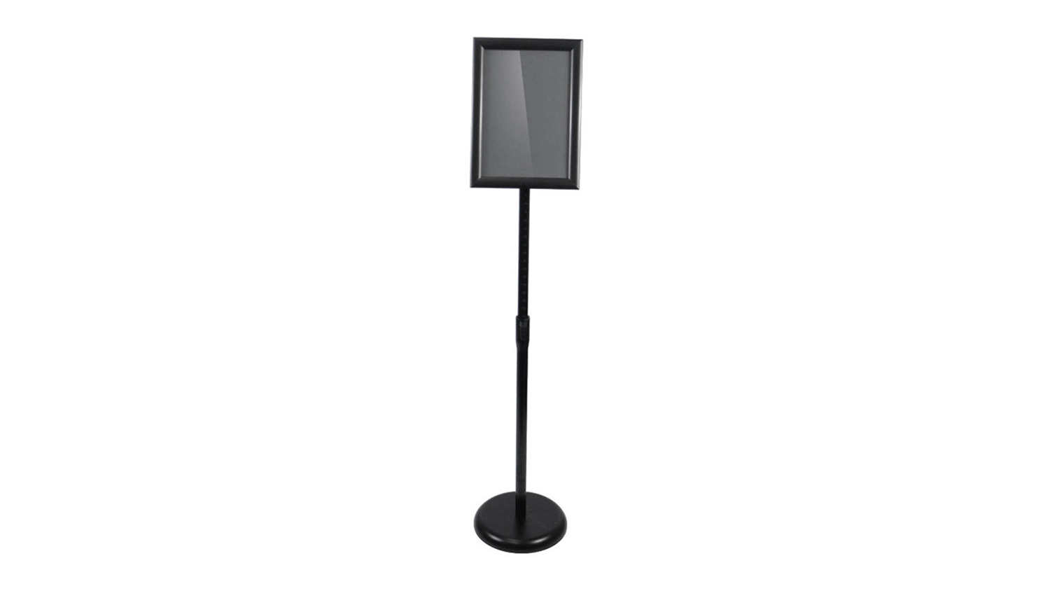 A black HOD A4 Poster Floor Stand with a round base
