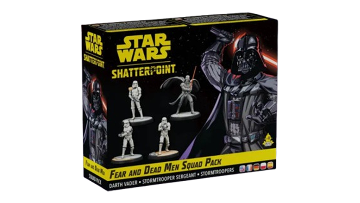 An illustrated box for the Star Wars Shatterpoint Squad Pack: Fear and Dead Men