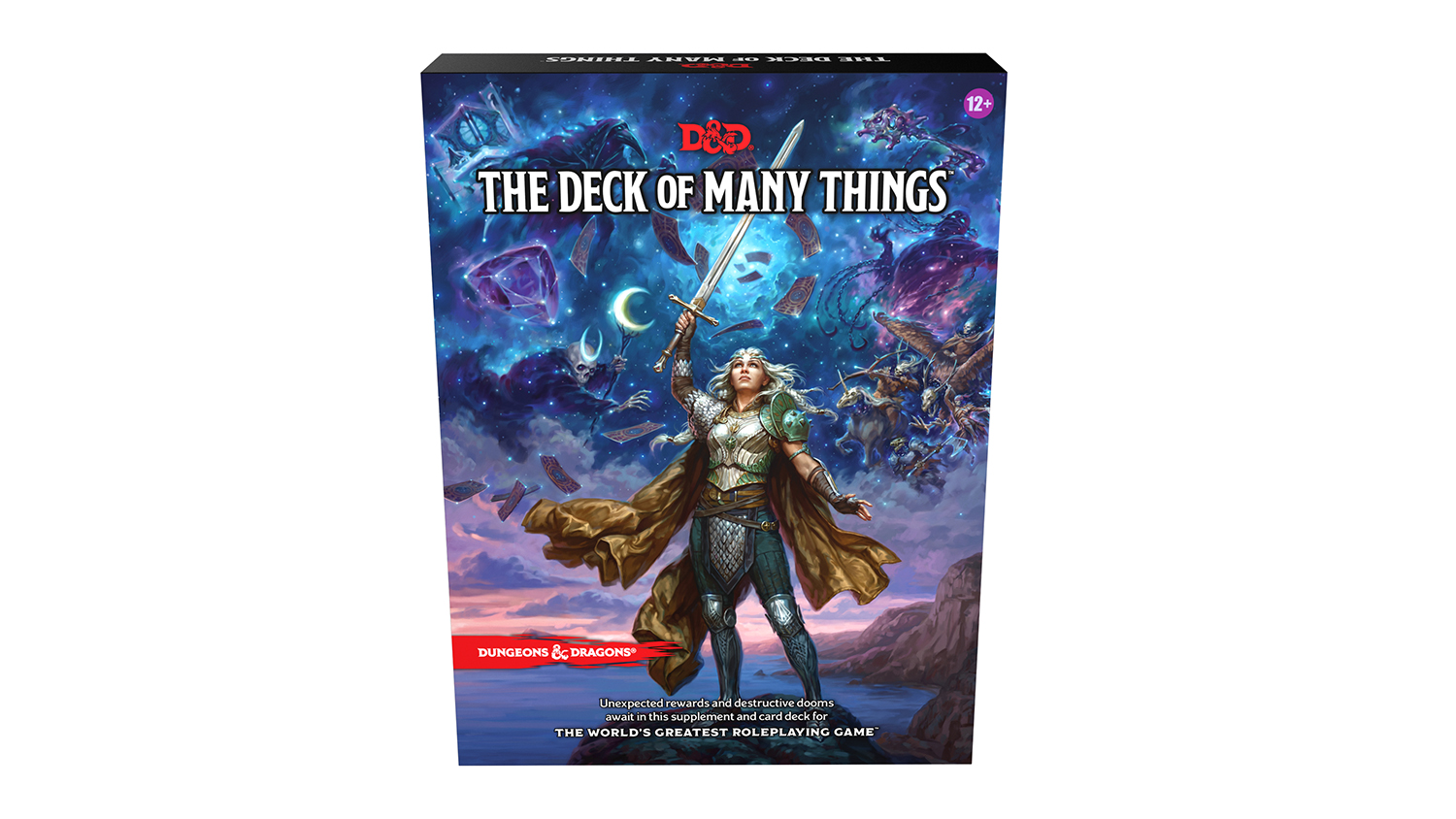 An illustrated box cover of the D&D - The Deck of Many Things Supplement Set