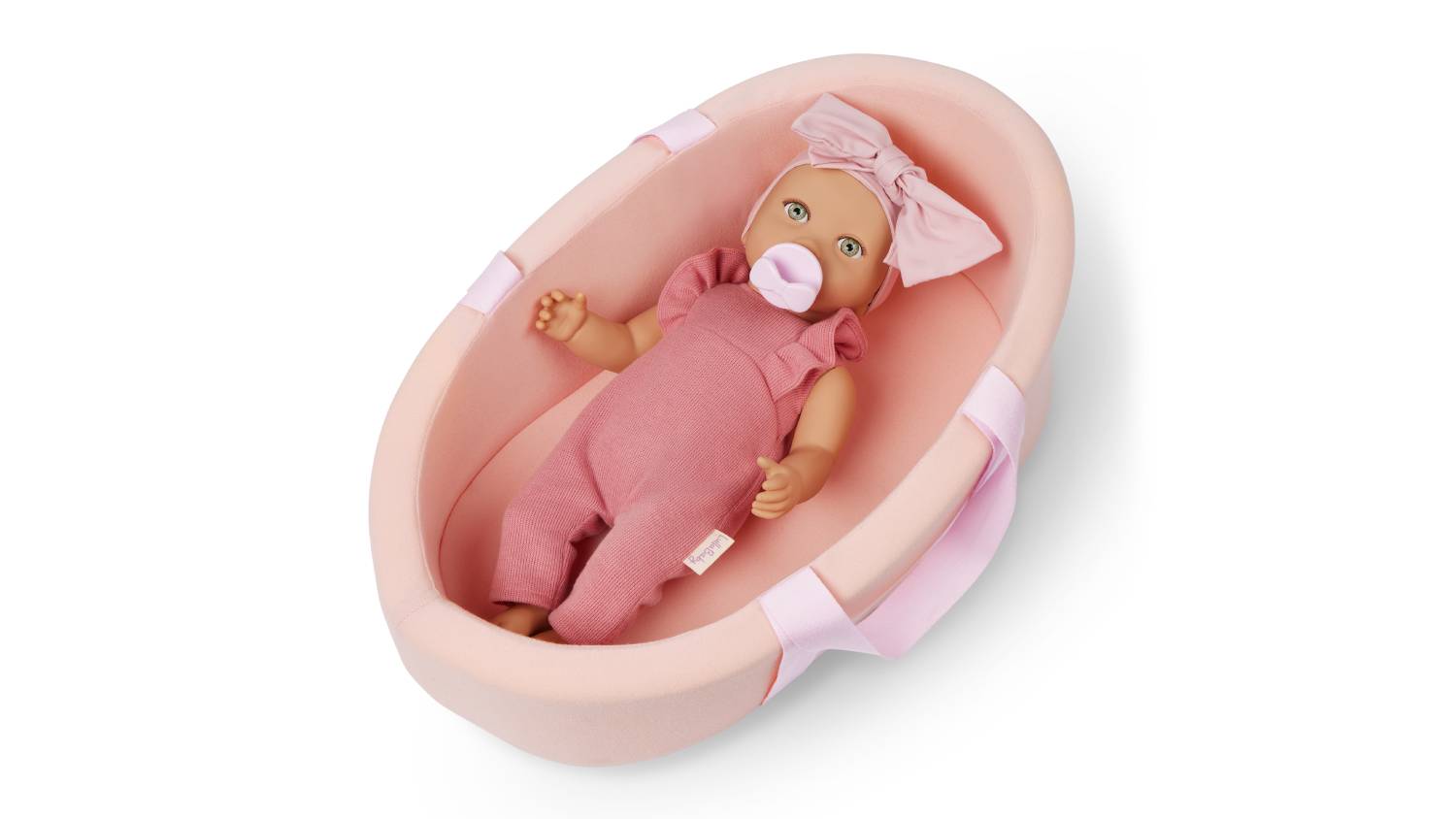 LullaBaby Baby Doll 14" with Sof Bassinet - Fair Skin, Grey Eyes