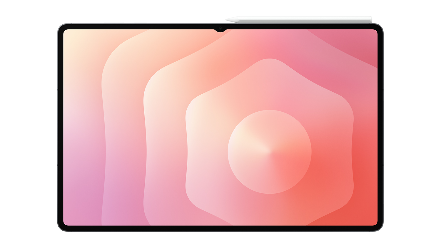 A front view of a Samsung Galaxy Tab S11 Ultra with an S Pen attached on top