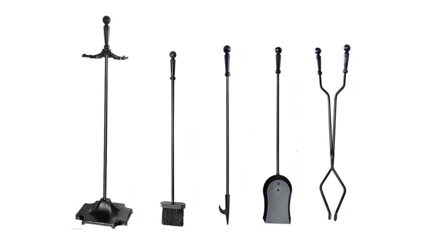 Five-piece black Grillz Fireplace Tool Set