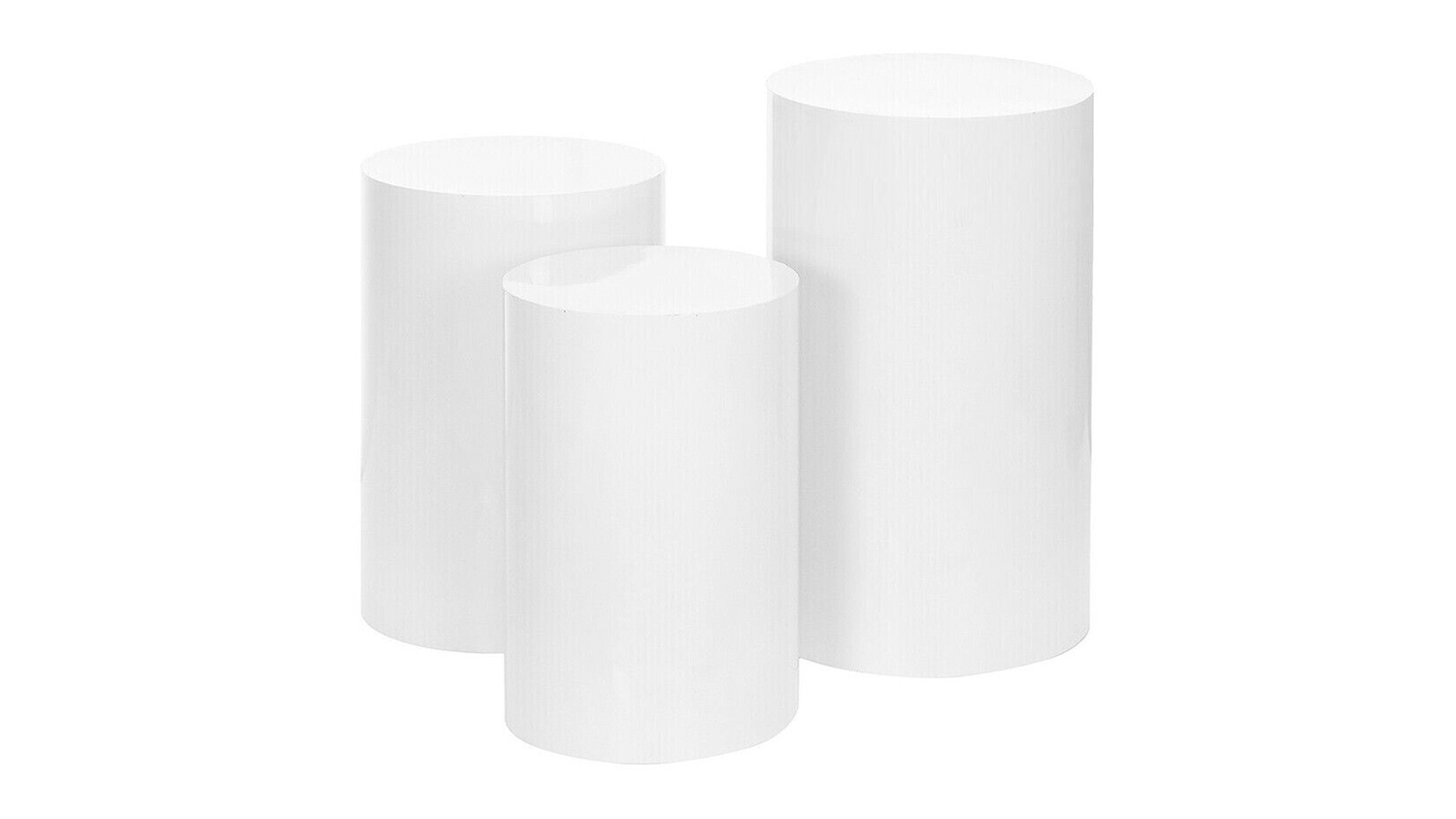 A set of 3 HOD Round Event Decor Pedestals in different heights