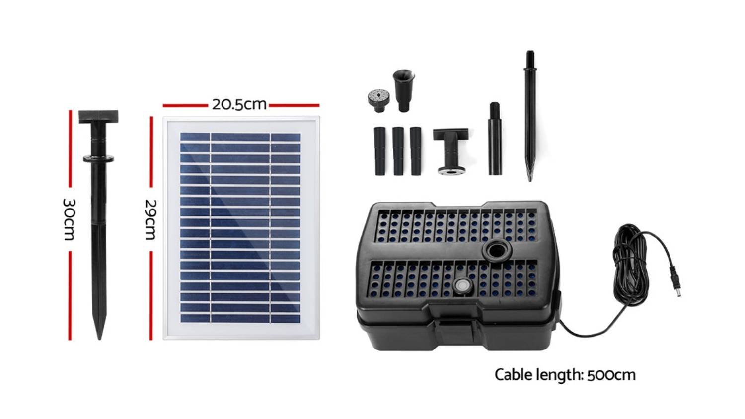 Gardeon Solar Powered Pond Fountain Pump 500L/h