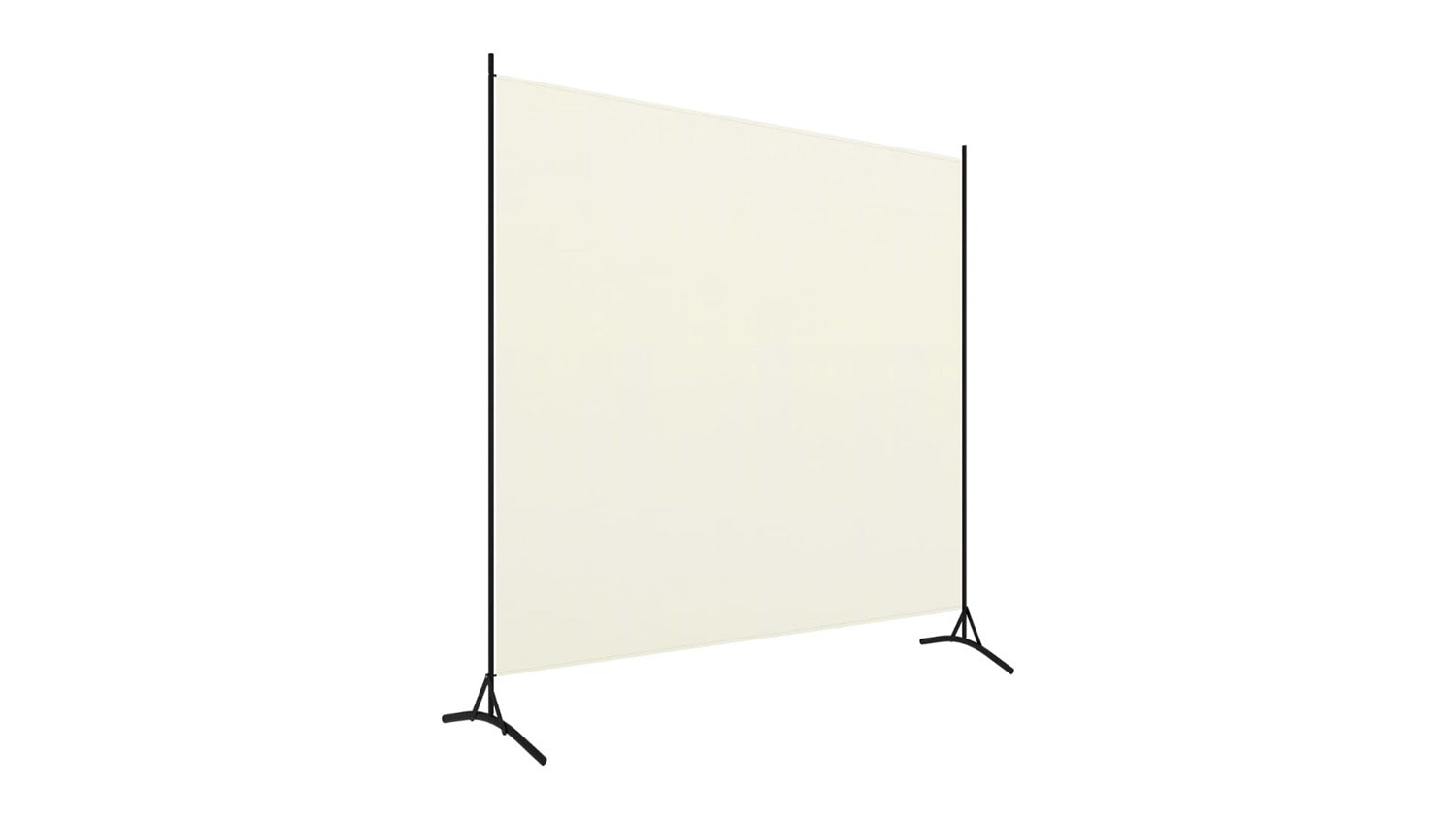 A Vida Room Divider held by two black tripod poles