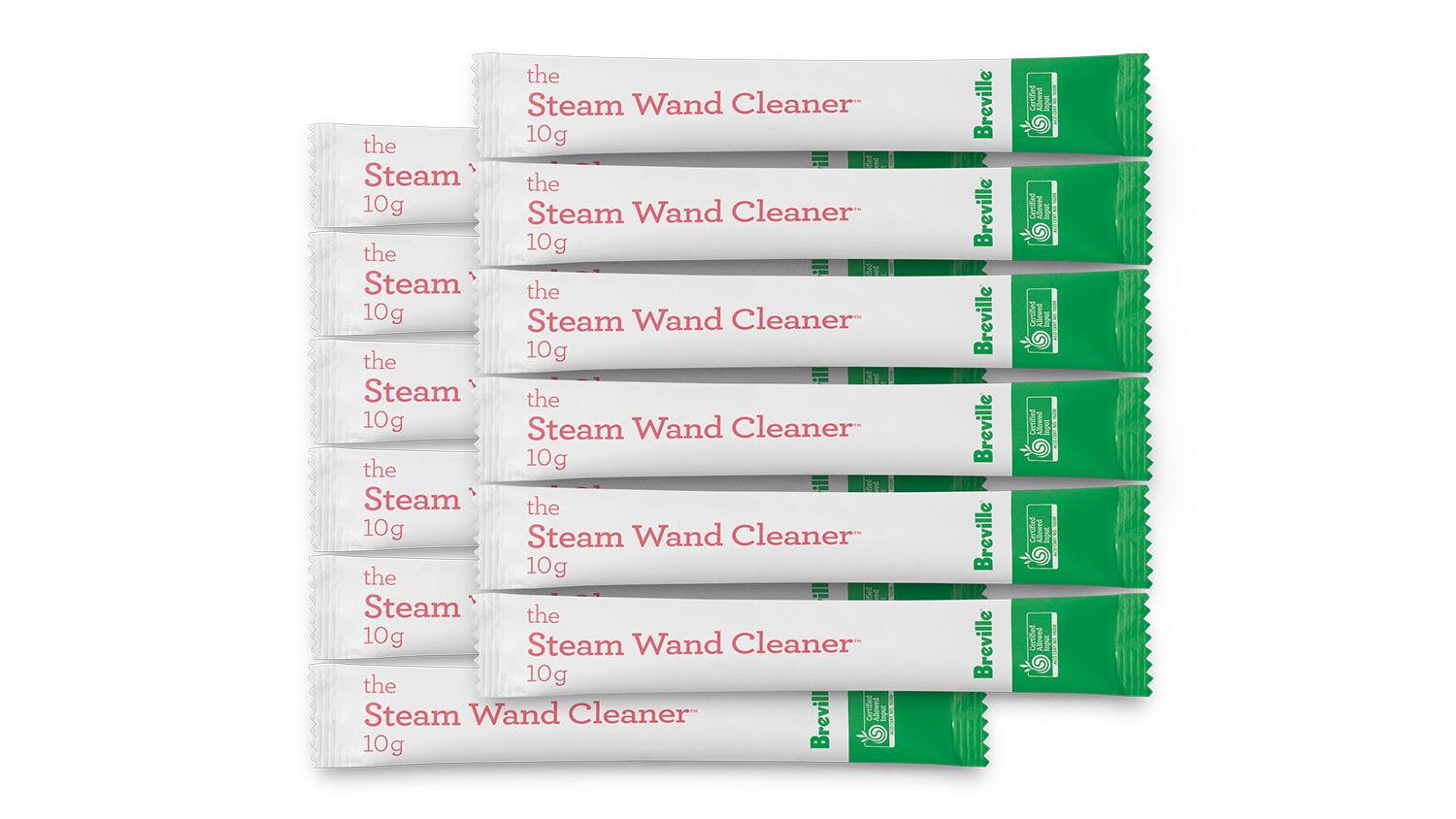 Stacked packets of Breville’s the Steam Wand Cleaner