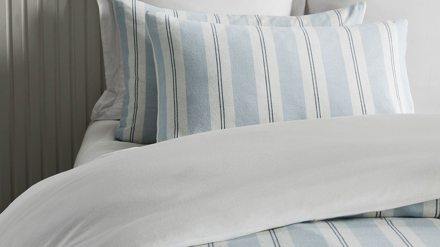 Curtis Stripe Chambray Blue Duvet Cover Set by L'Avenue