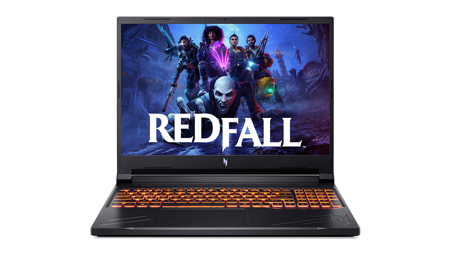Front-facing view of Acer Nitro V 16" Gaming Laptop showcasing a game