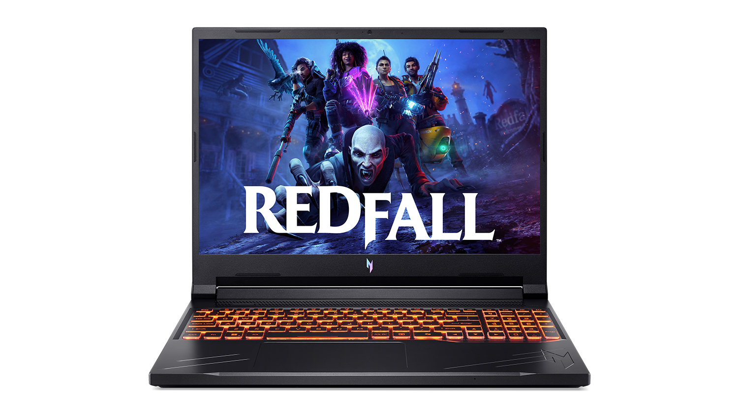 Front-facing view of Acer Nitro V 16" Gaming Laptop showcasing a game