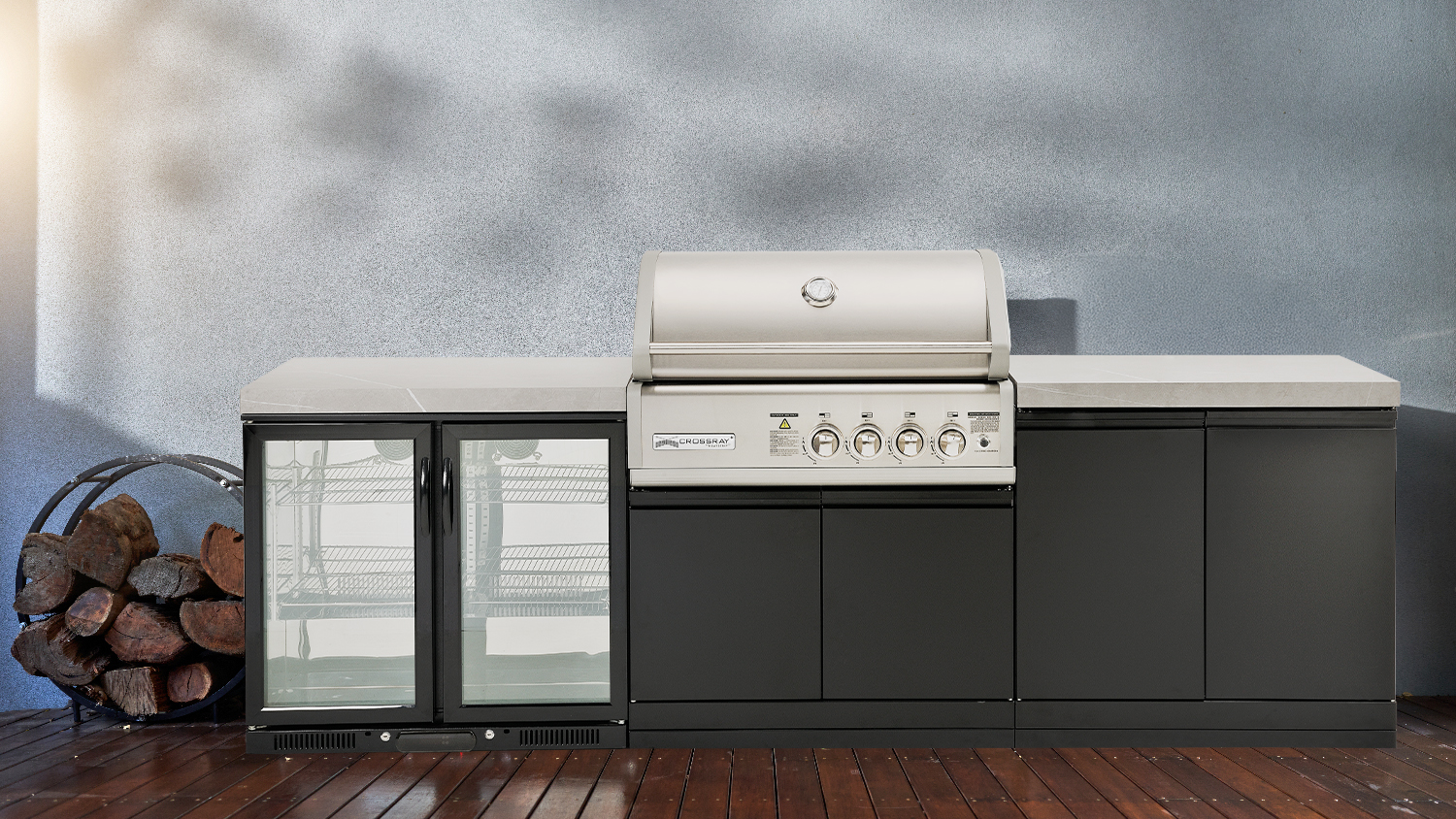 Crossray 4 Burner Outdoor Gas BBQ Kitchen with Double Fridge