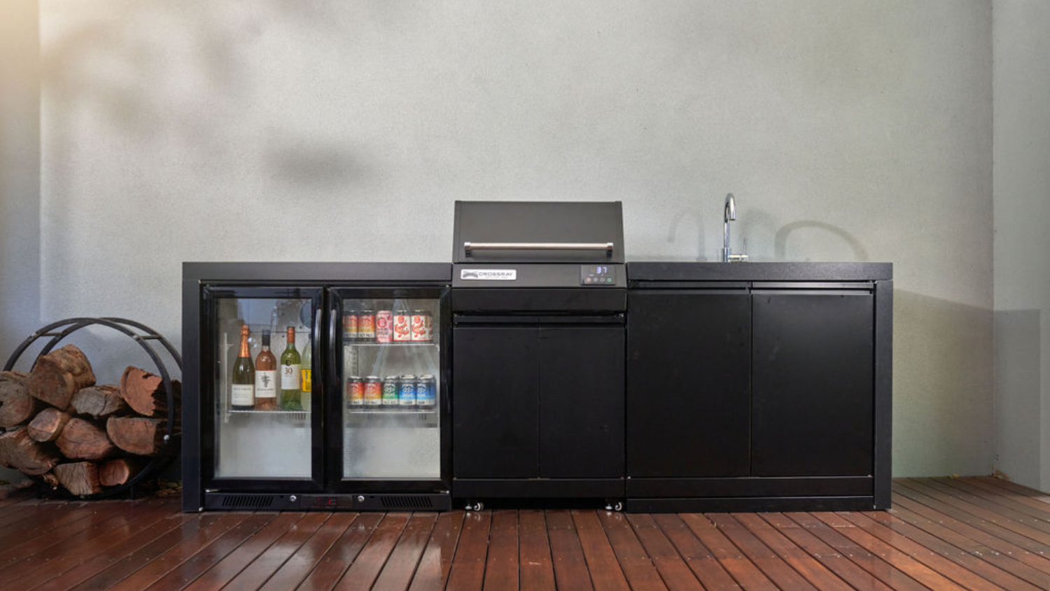 Crossray Outdoor Electric BBQ Kitchen with Double Fridge and Sink