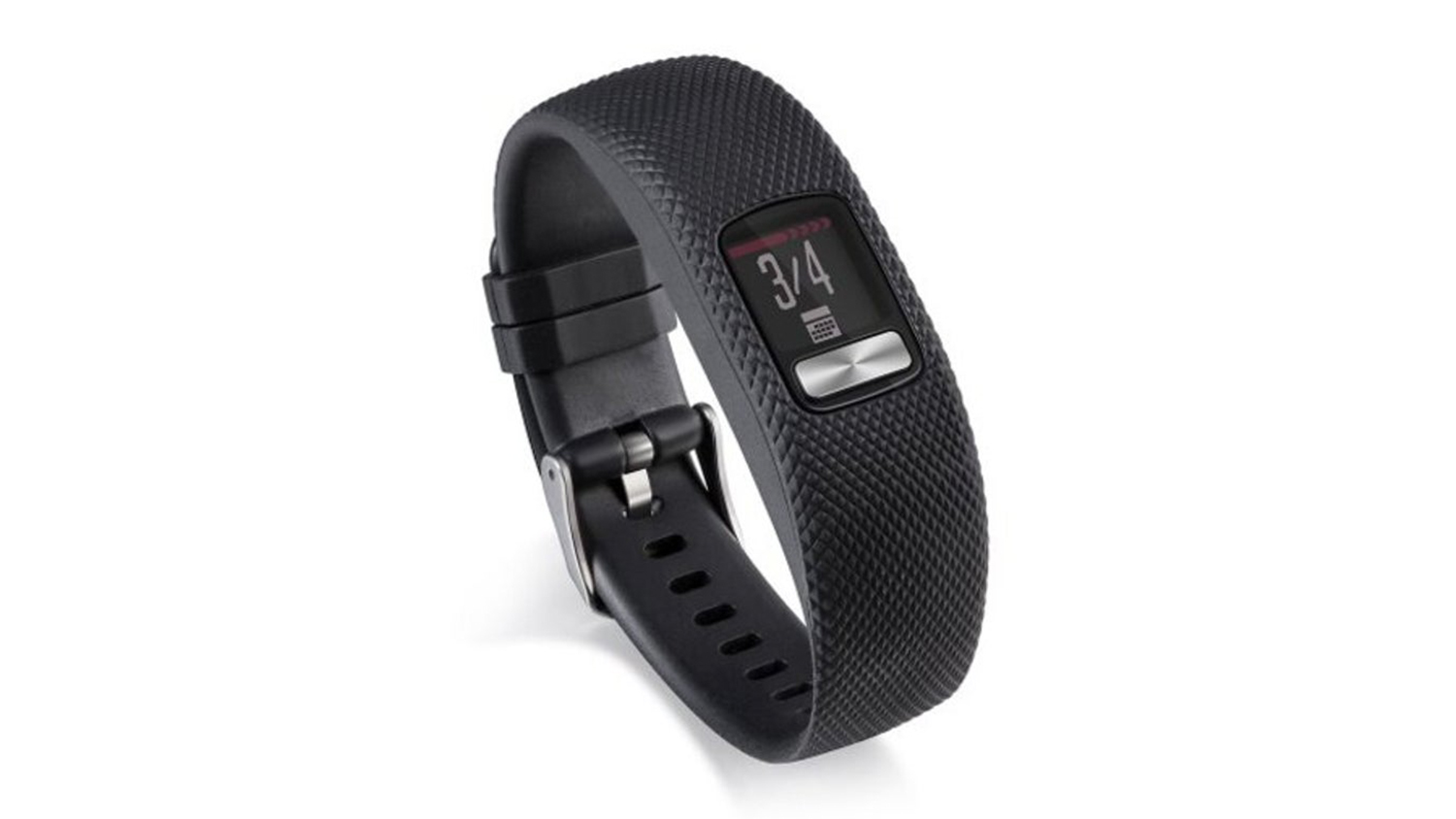 A watch strap for Garmin vívofit 4 showing a fitness tracker with a progress bar