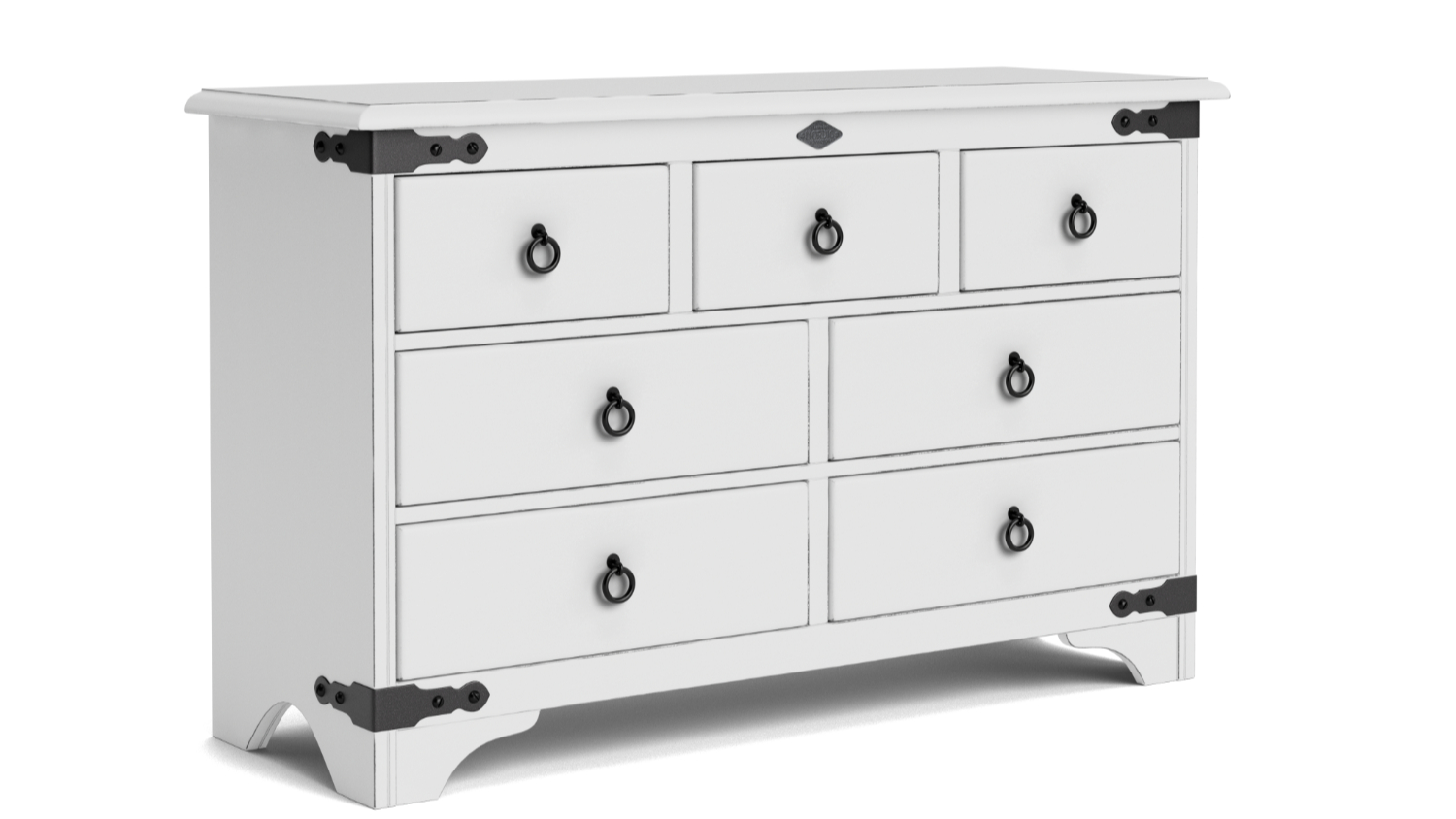 Nordic 7 Drawer Tallboy, NZ-made bedroom drawers crafted from NZ pine, stylish and durable wooded furniture – Aged White Paint