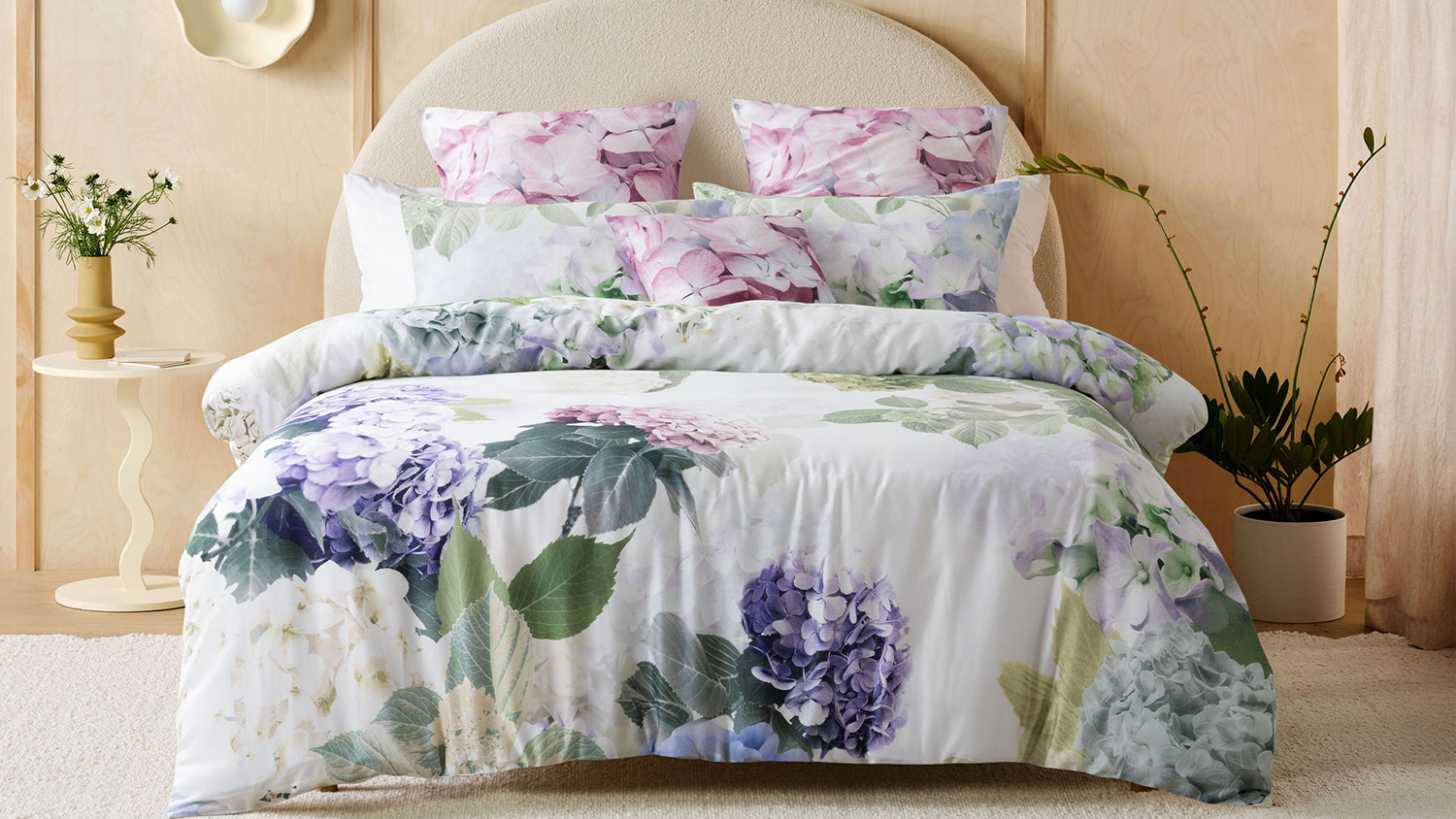 Thea Hydrangea Square Cushion by Savona