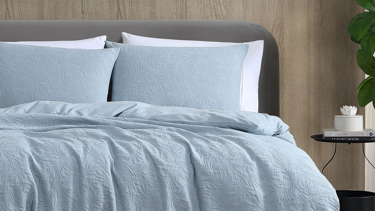 Kew Chambray Blue Duvet Cover Set by L'Avenue