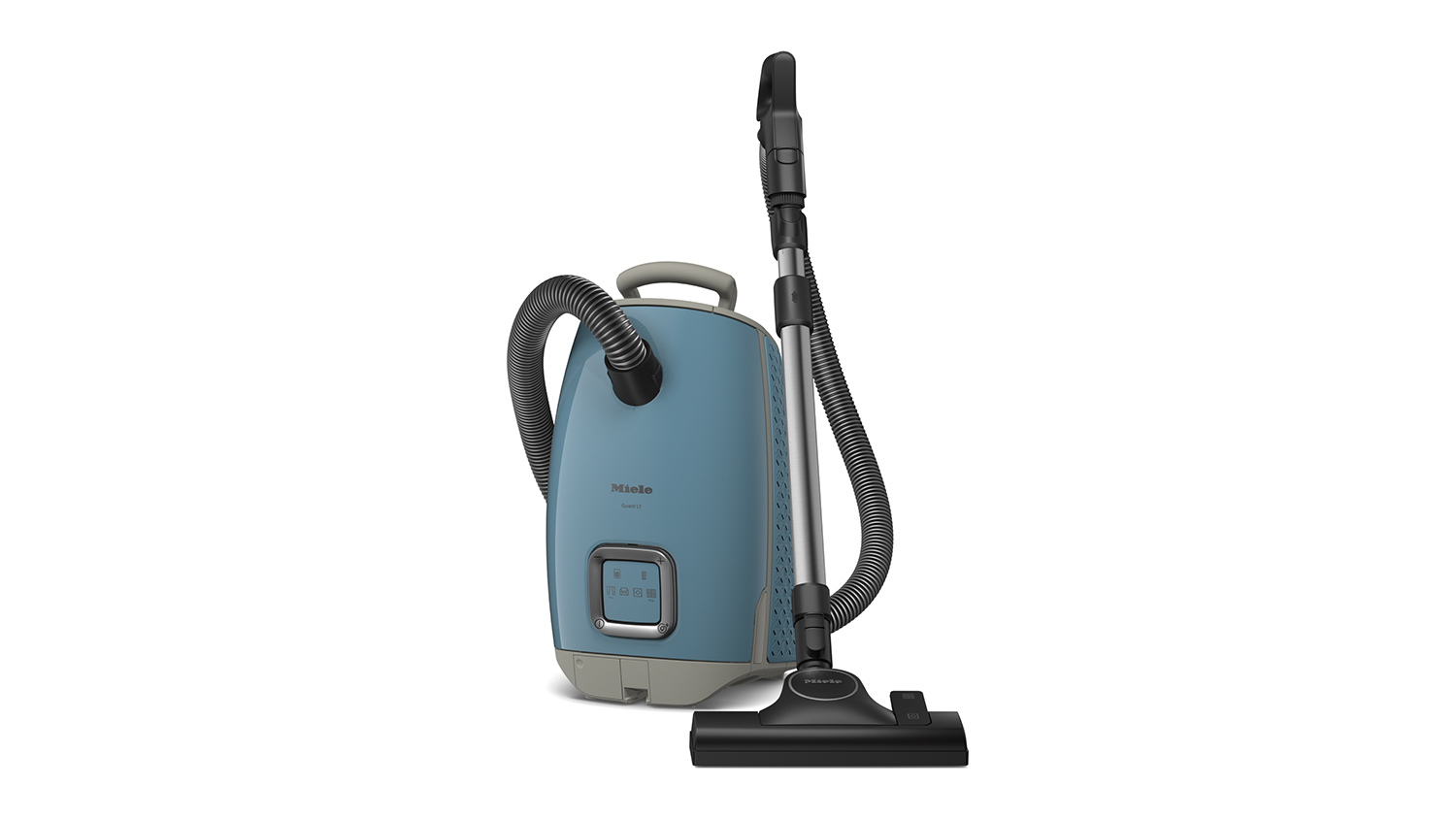 Miele Guard L1 Vacuum Cleaner in Nordic Blue with hose and floor attachment