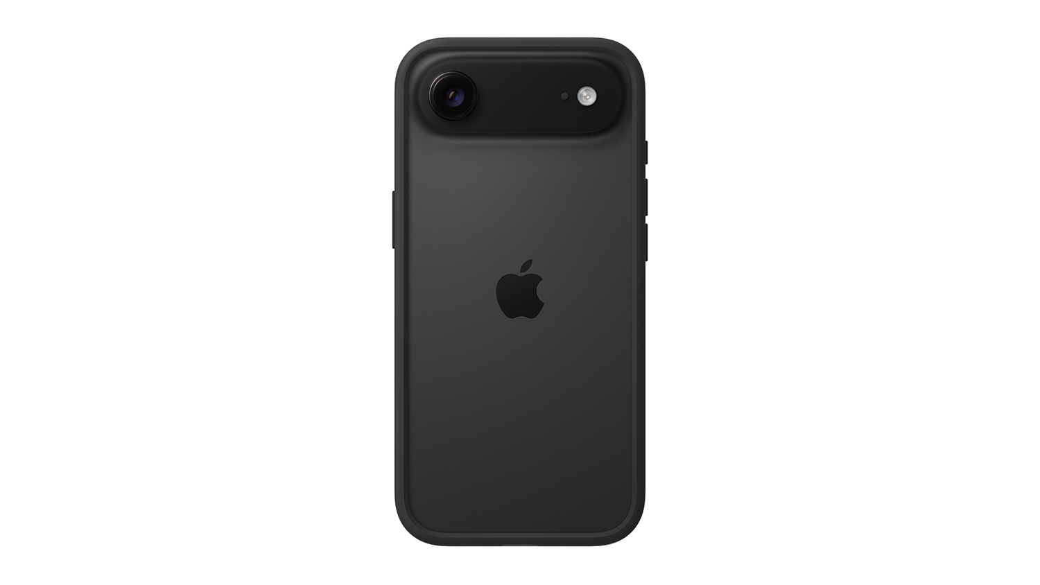 A Black iPhone Air case with an Apple logo on the back