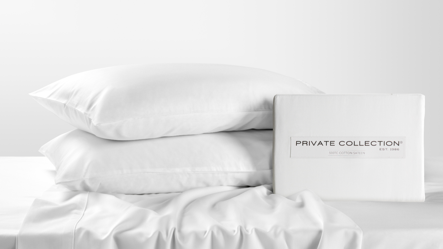 500TC Cotton Sateen White Sheet Set by Private Collection