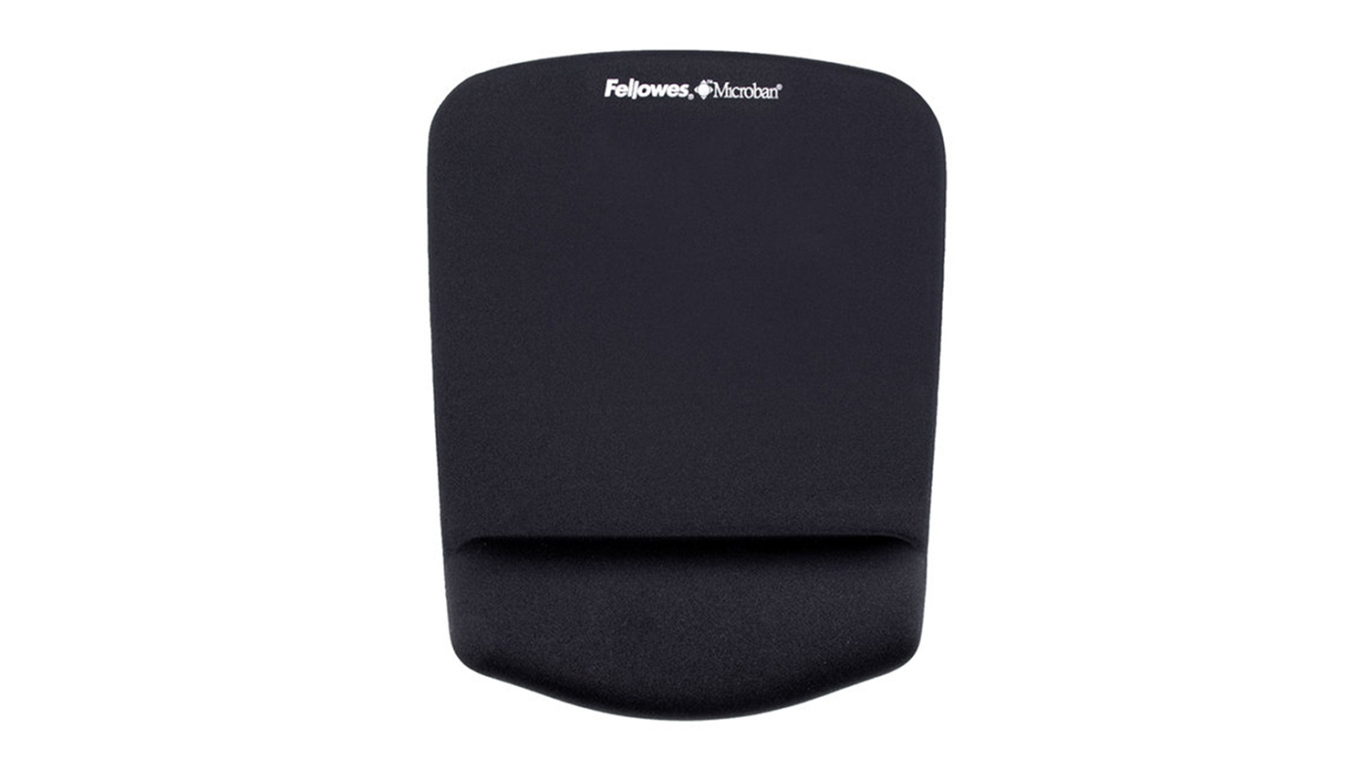 Black Fellowes PlushTouch mouse pad with cushioned wrist rest