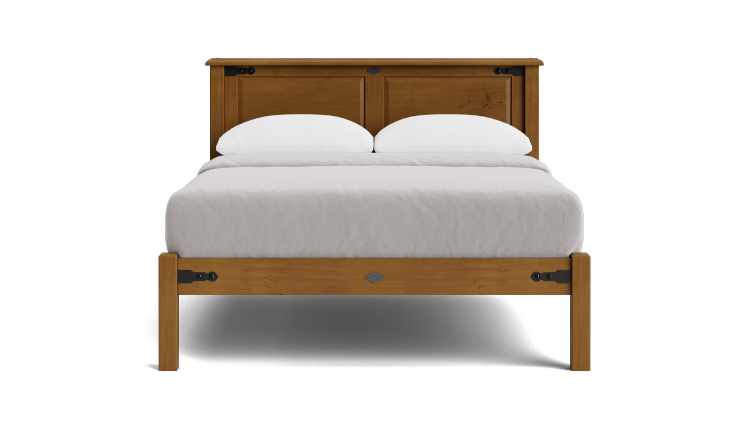 Nordic Panelled Bed Frame, NZ-made, stylish and durable bedroom furniture crafted from NZ pine - Aged Pine