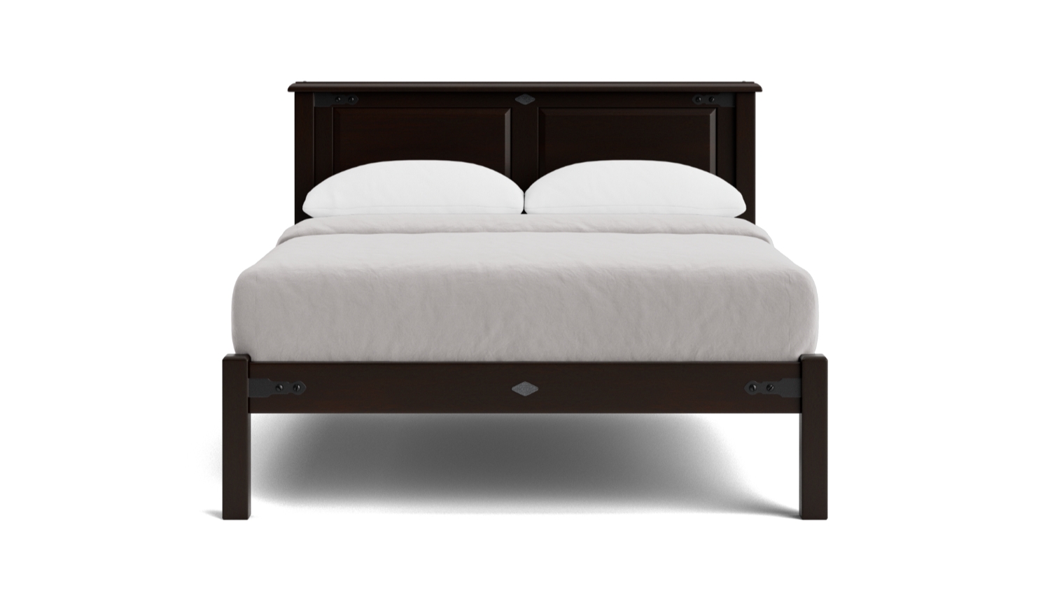Nordic Panelled Bed Frame, NZ-made, stylish and durable bedroom furniture crafted from NZ pine - Dark Oak