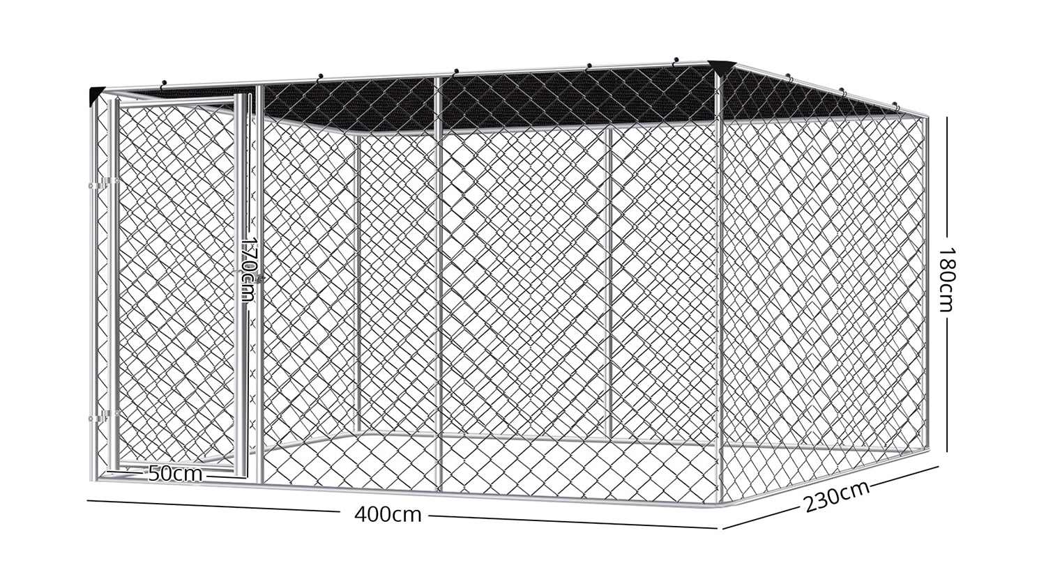 TSB Living Dog Run with Shade Sail 4x2.3x1.8m - Secure Outdoor Pet Cage