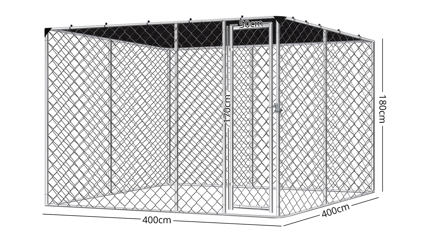 TSB Living Dog Run with Shade Sail 4x4x1.8m - Large Outdoor Pet Enclosure