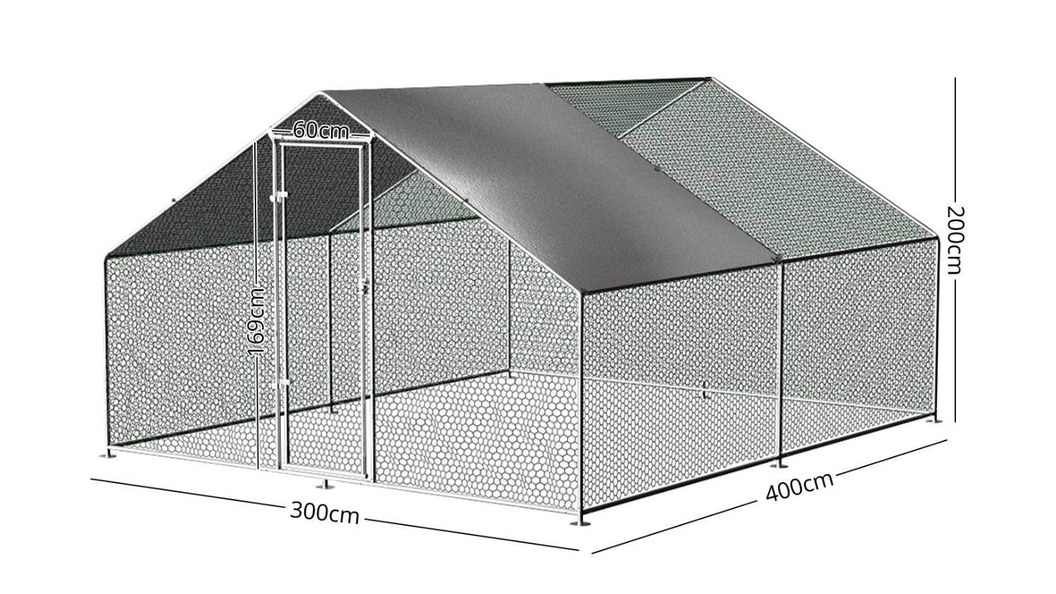 A chicken coop frame with its measurements