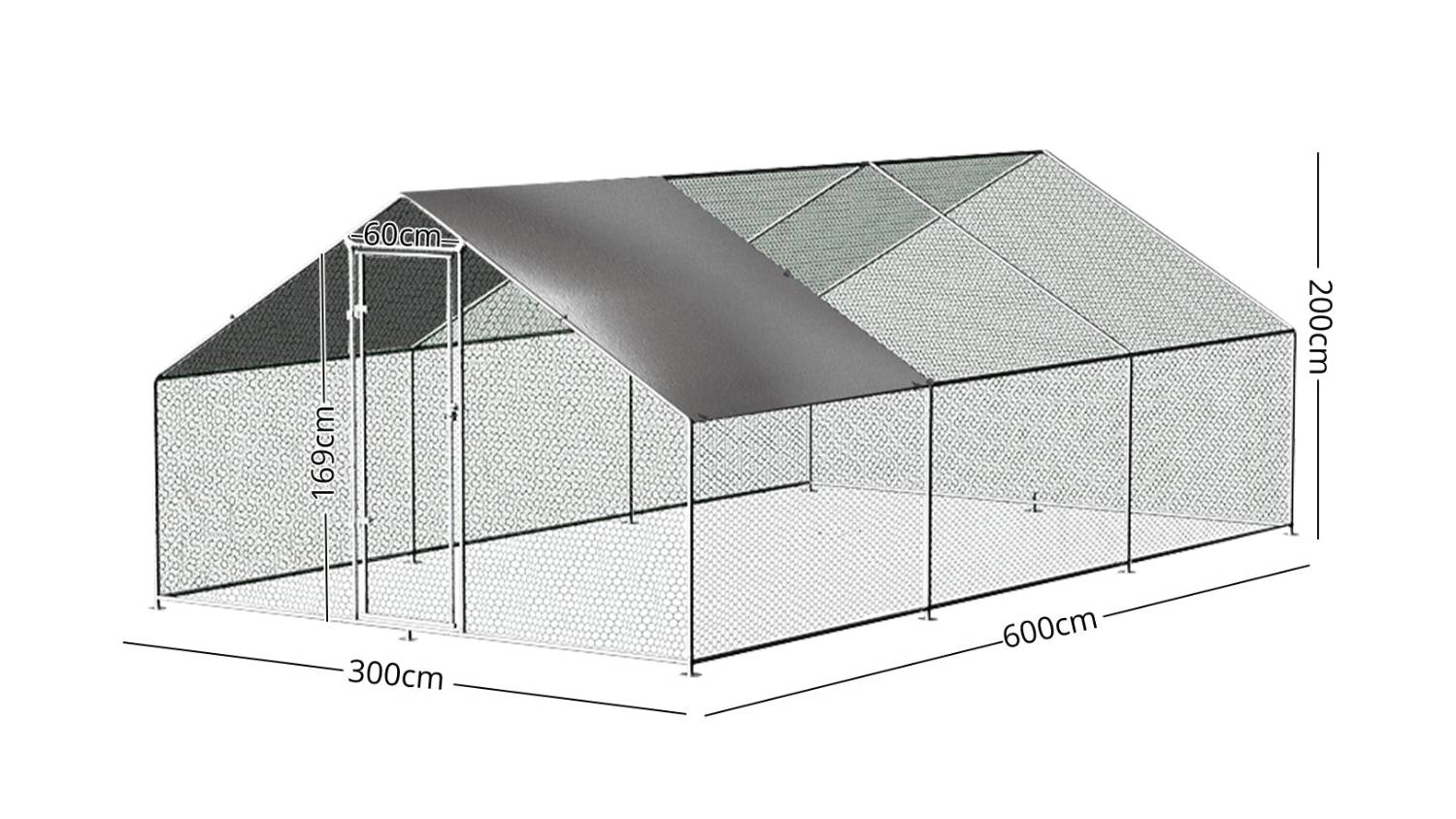 A chicken coop frame with its measurements