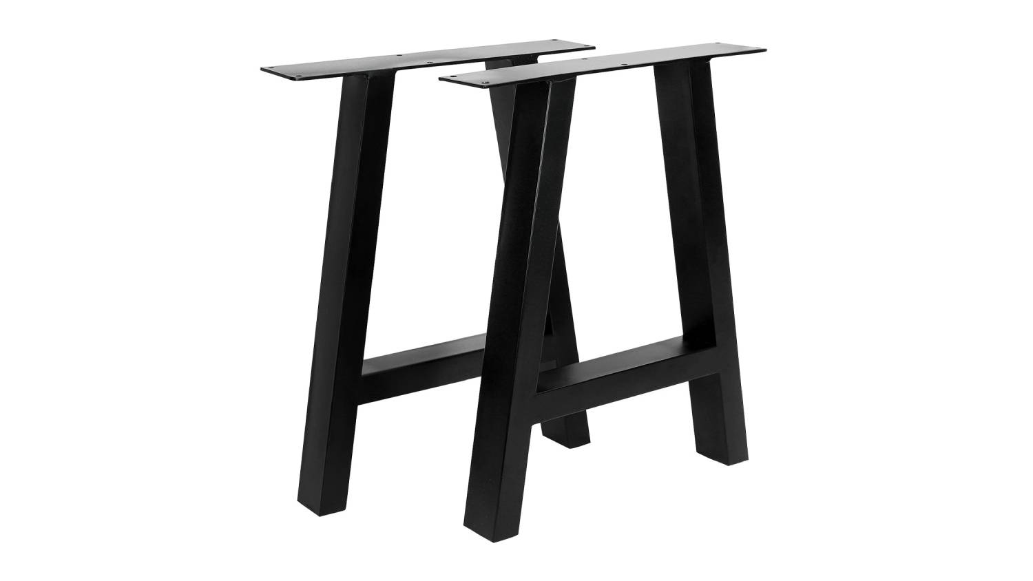 Black metal A-frame table legs with rectangular top plate