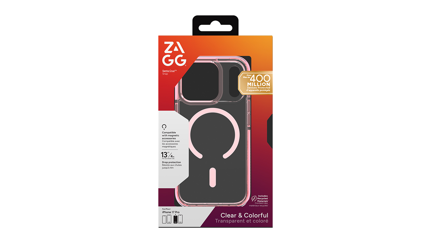 Zagg Santa Cruz Snap MagSafe Case for iPhone 17 Pro - Pink (702320855)