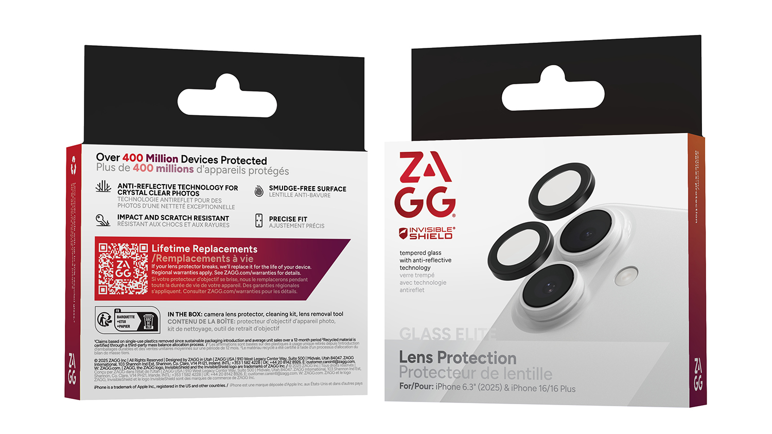 Zagg Glass Elite Camera Rings Lens Protector for iPhone 17 - Clear (200118678)