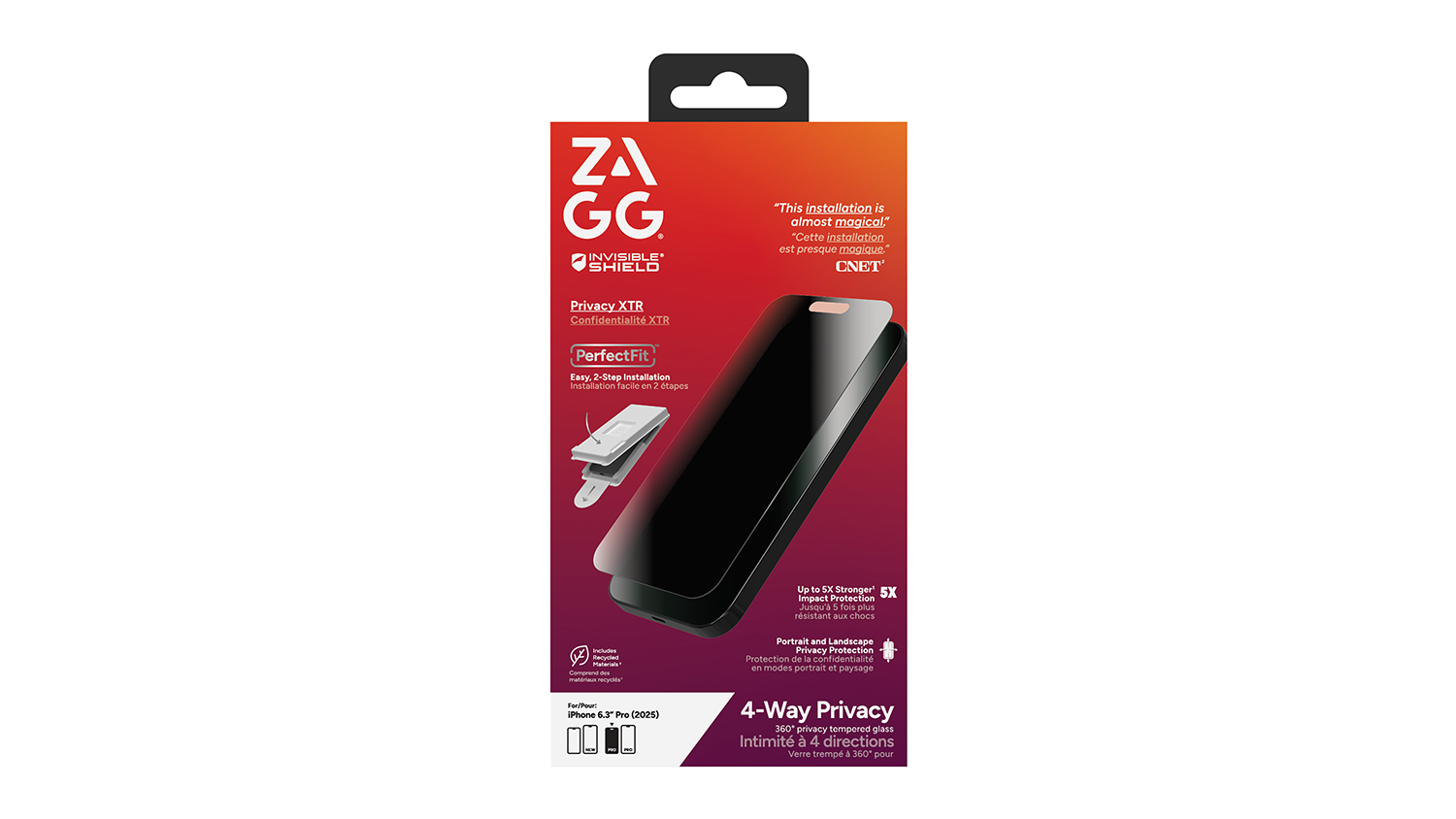 Zagg Glass XTR5 Privacy Screen Protector for iPhone 17 Pro - Clear (200118665)