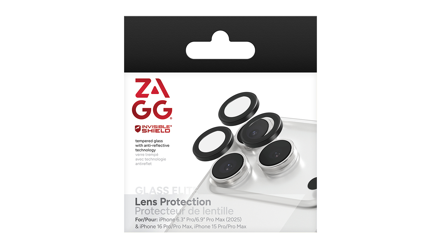 Zagg Glass Elite Camera Rings Lens Protector for iPhone 17 Pro/Pro Max - Clear (200118680)