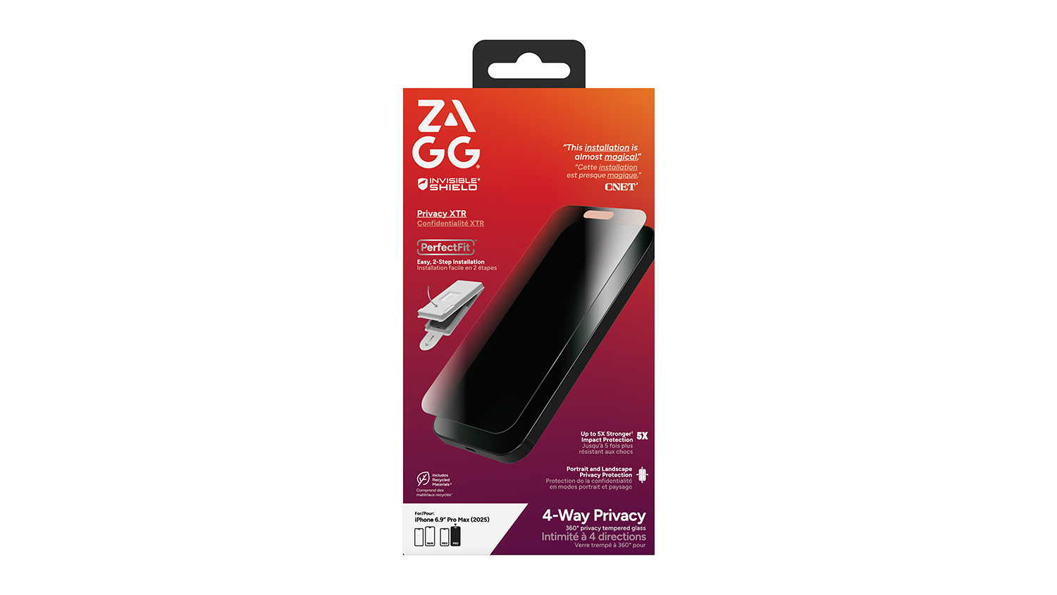 Zagg Glass XTR5 Privacy Screen Protector for iPhone 17 Pro Max - Clear (200118666)