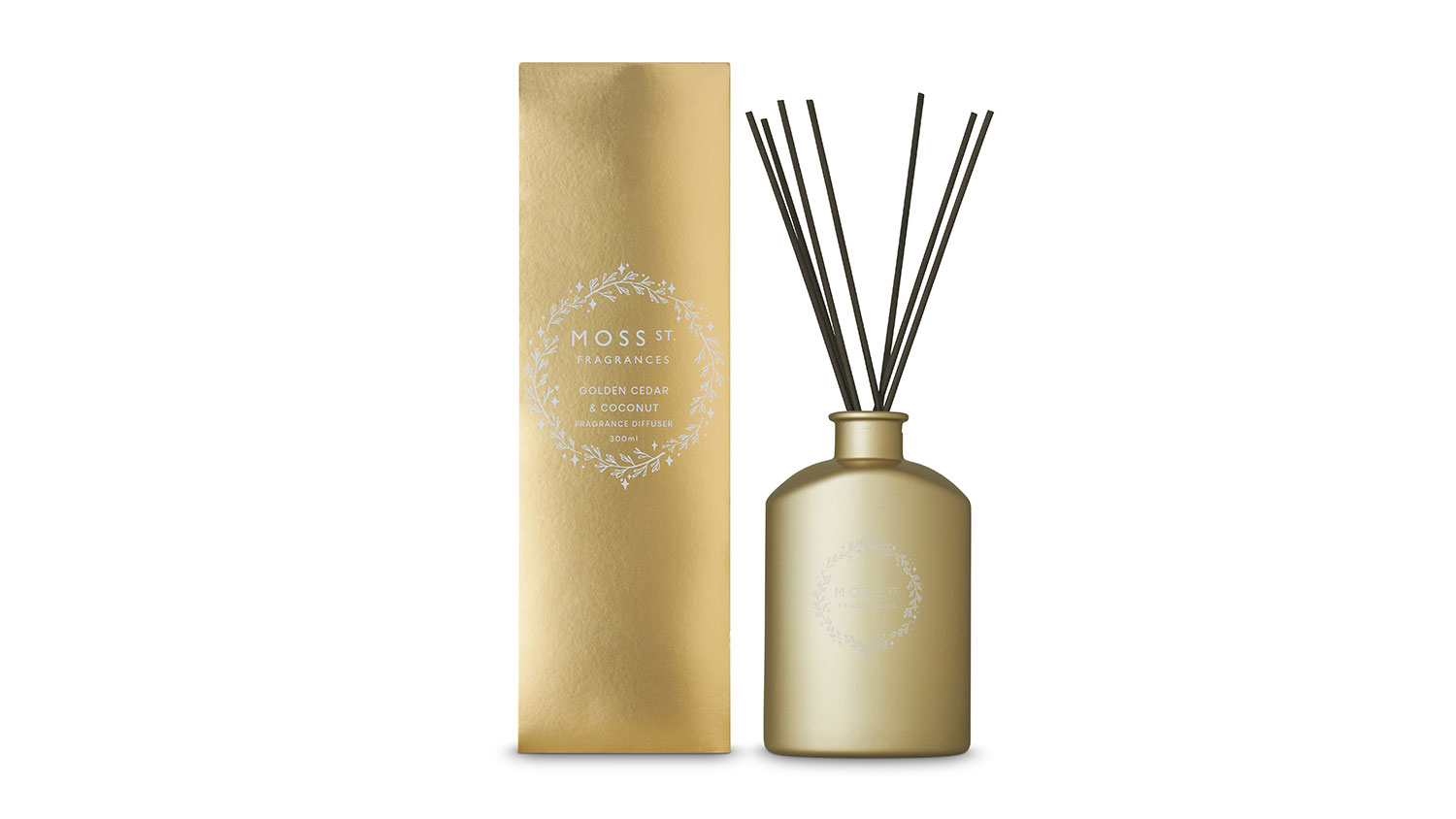 Moss St. 300ml Ceramic Reed Diffuser - Golden Cedar & Coconut