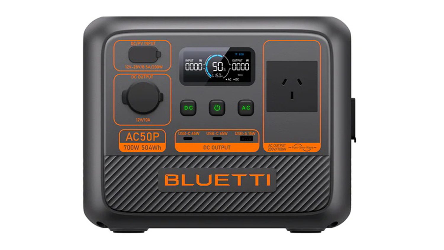 Bluetti AC50P power station with ports and digital display