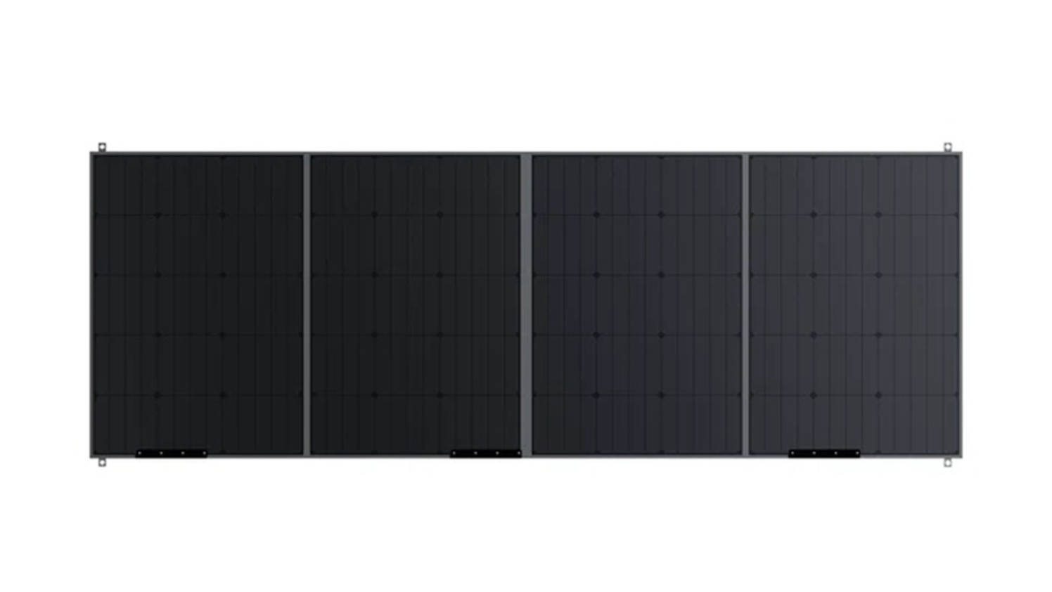 Bluetti PV420 solar panels arranged in a horizontal row on a flat surface