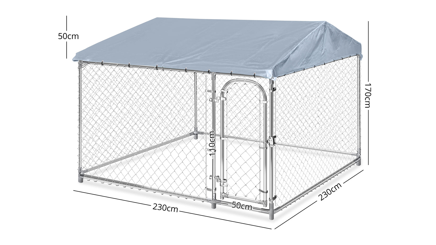TSB Living Dog Run with Roof 2.3x2.3x1.7m - Covered Outdoor Pet Kennel