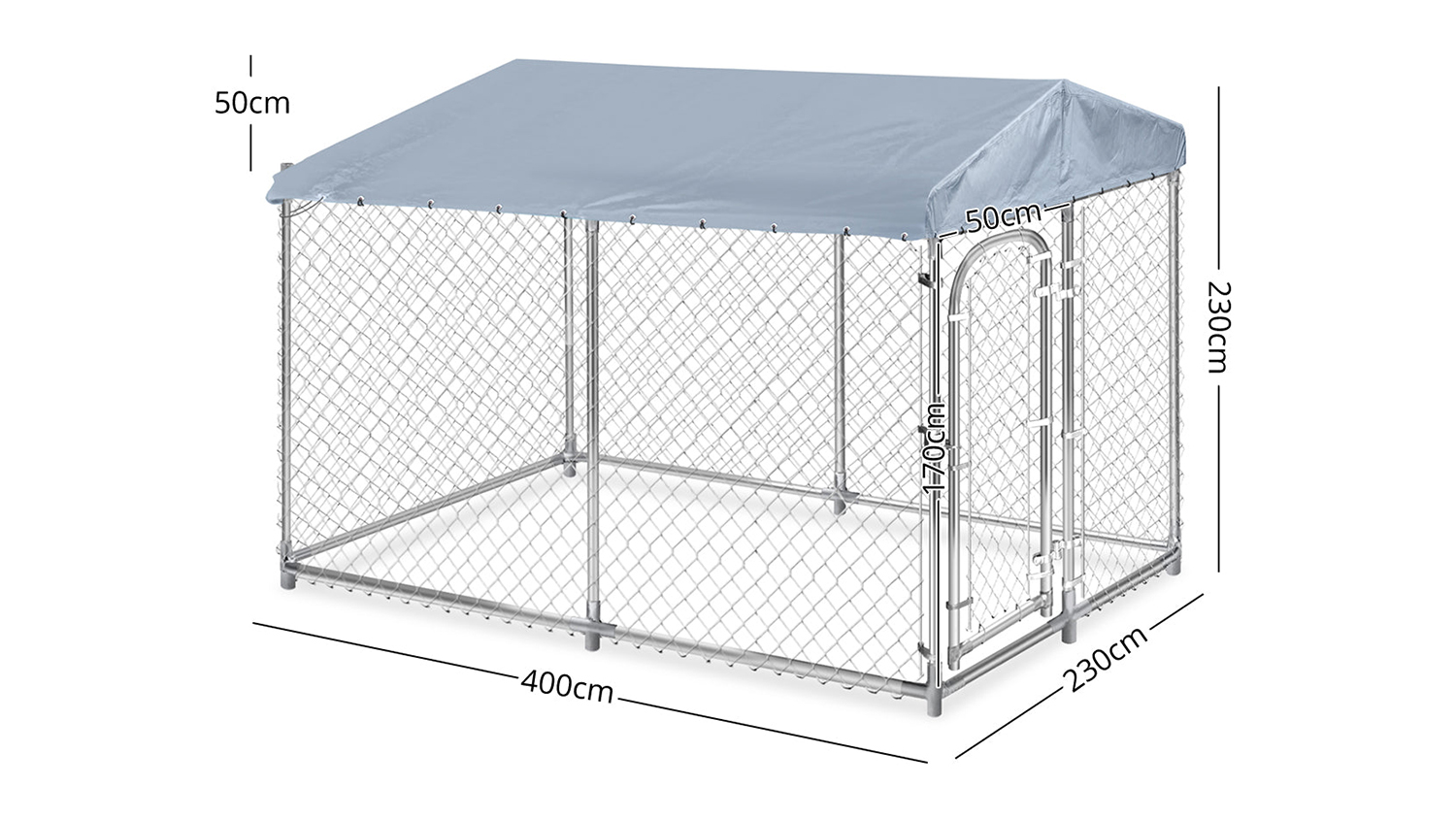 TSB Living Dog Run with Roof 2.3x2.3x1.7m - Covered Outdoor Pet Kennel