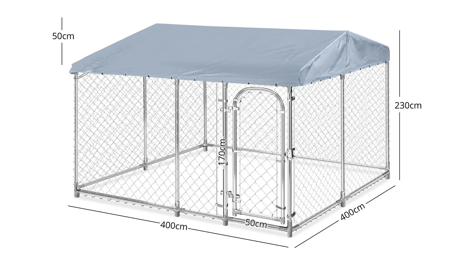 TSB Living Dog Run with Roof 2.3x2.3x1.7m - Covered Outdoor Pet Kennel