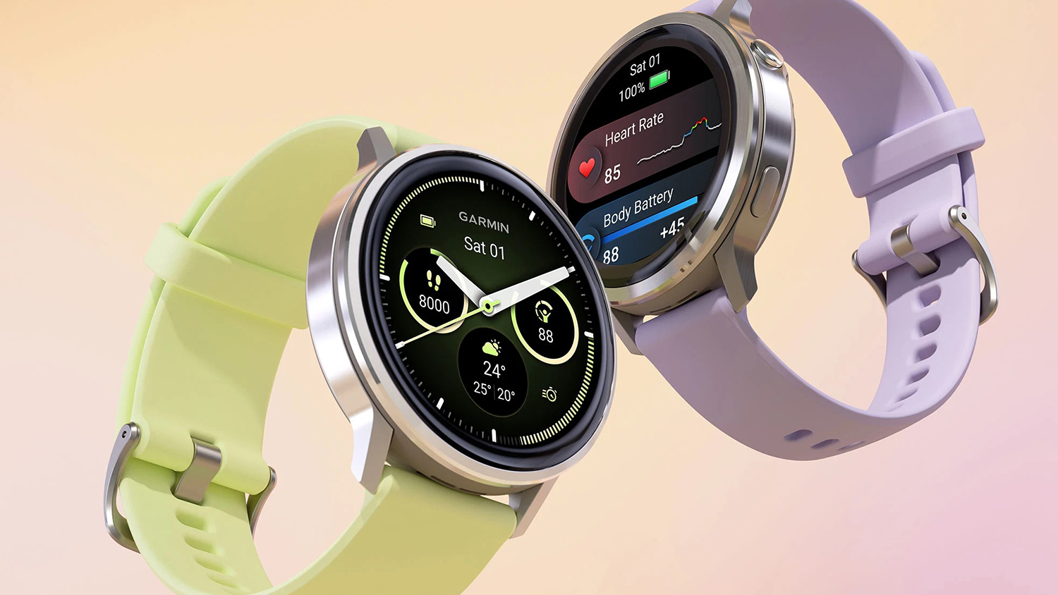 Garmin Venu 4 Smartwatch - Silver Case and Periwinkle Silicone Band (41mm Case, GPS, Bluetooth)