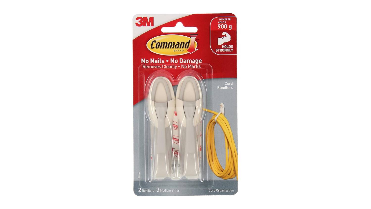 Packaging of 3M Command Medium Cord Bundlers containing two bundlers and adhesives