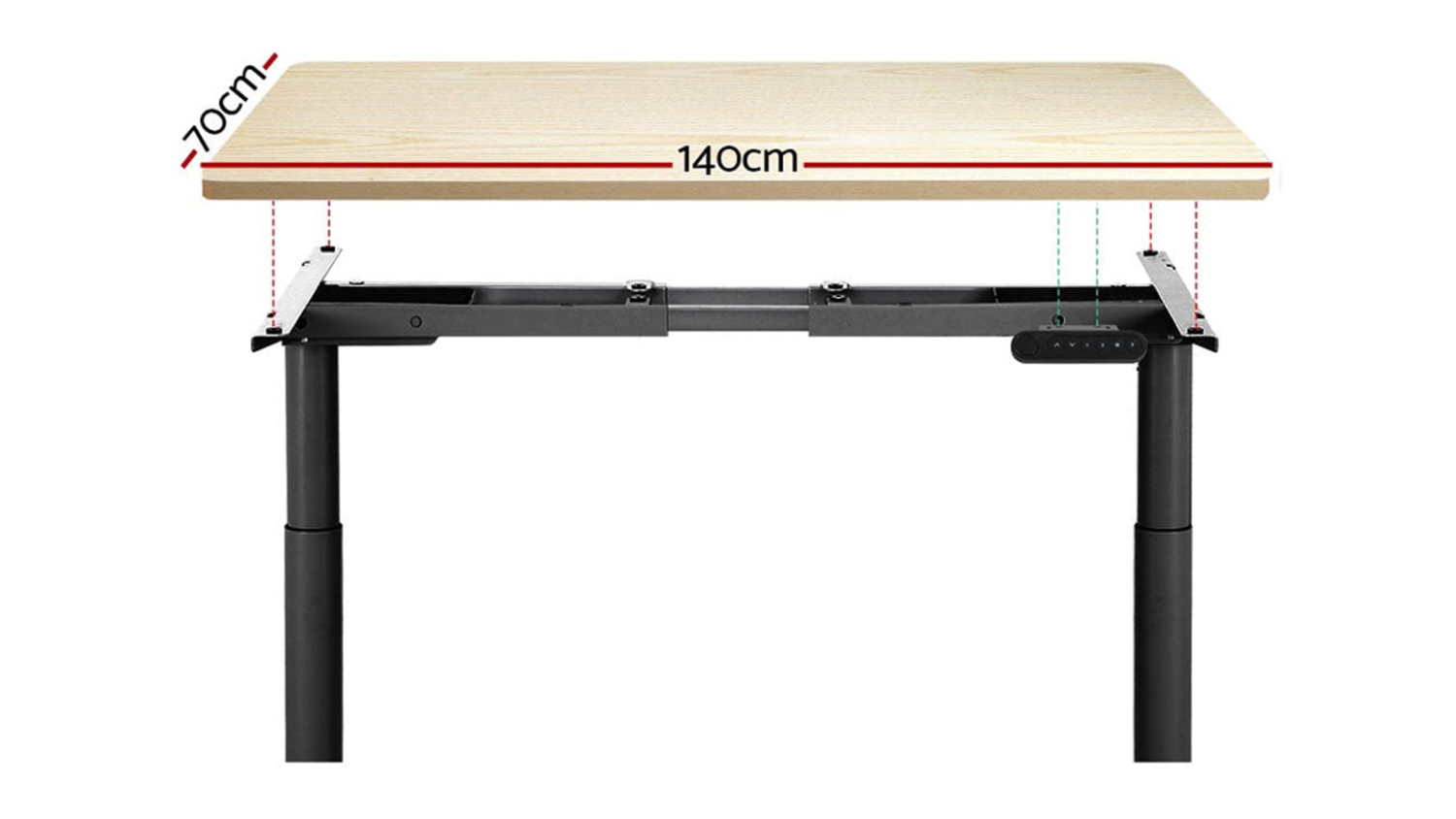 Artiss Fully Adjustable Motorised Standing Desk 140 x 69-117cm - Natural Wood/Black