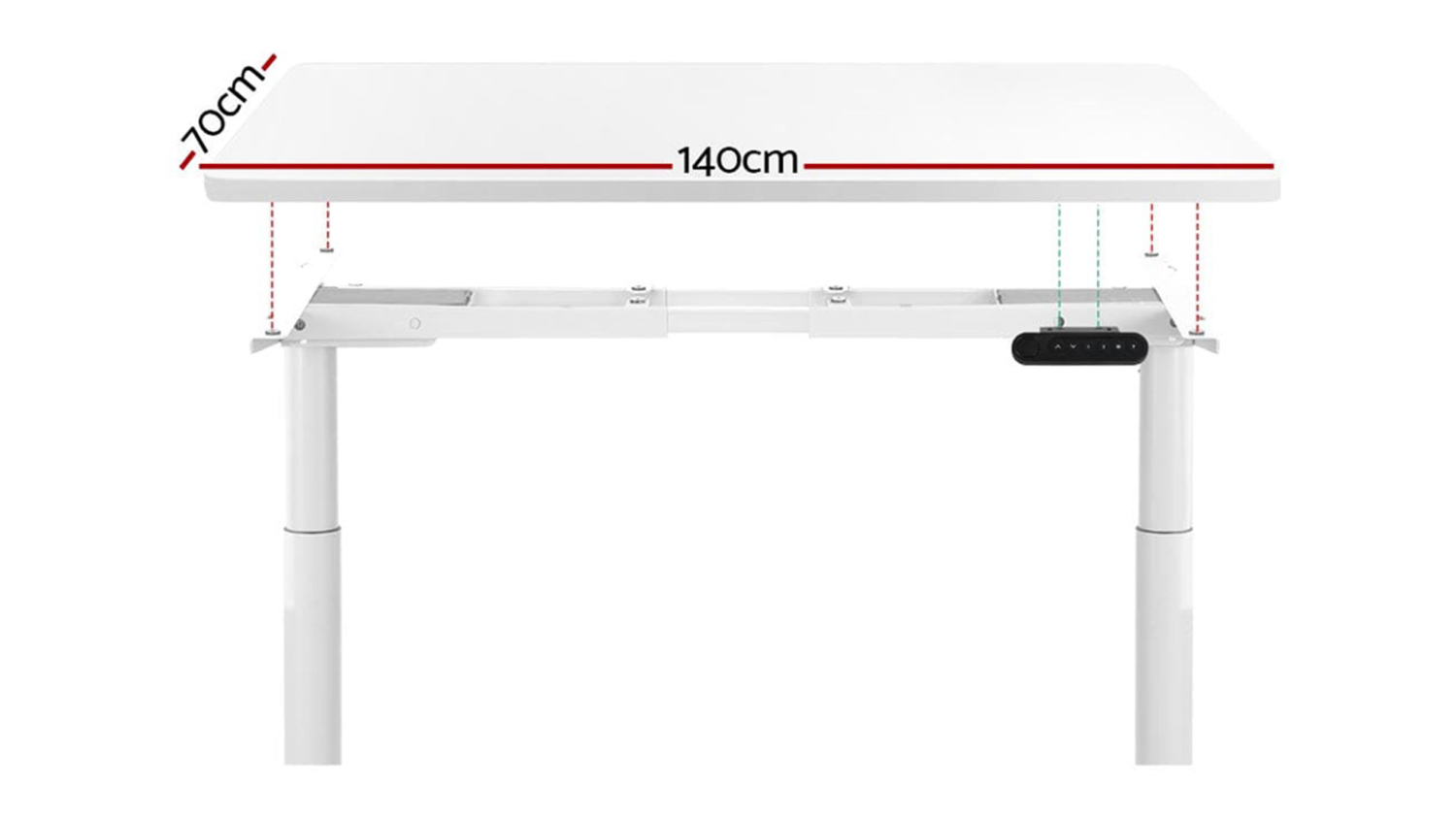 Artiss Fully Adjustable Motorised Standing Desk 140 x 69-117cm - White/White