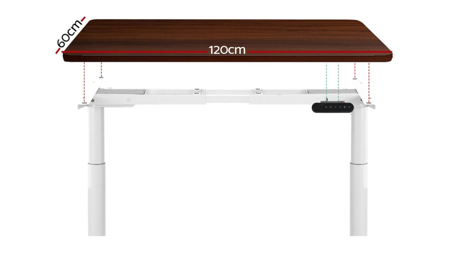 Artiss Fully Adjustable Motorised Standing Desk 120 x 69-117cm - Walnut/White