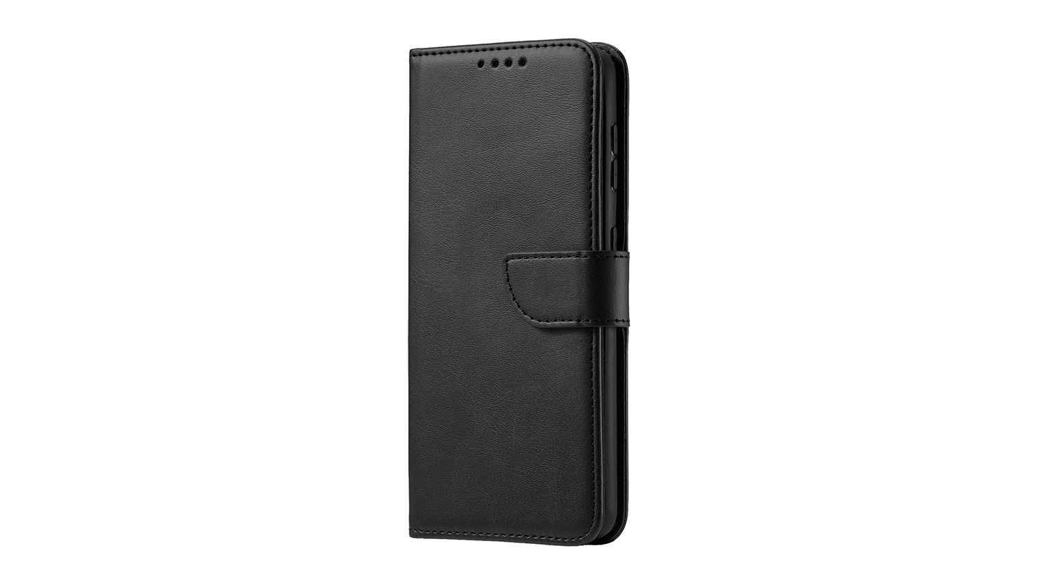 A front view of a close wallet case for Samsung Galaxy A26 with a flap and stitched edges